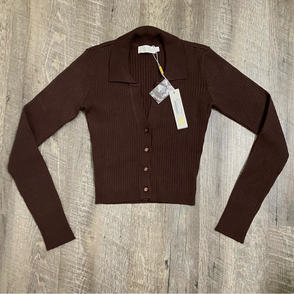 🤎 MESHKI AMAE CROPPED POLO CARDIGAN 🤎